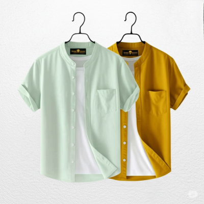 Fashionable casual Combo Half Sleeve shirt for men ( Yellow + Mint)