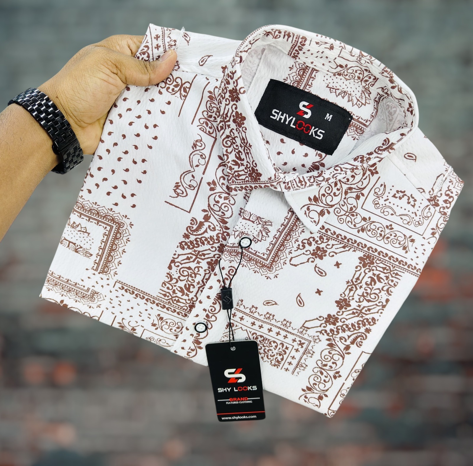 Luxury Popcorn Half Sleeve Print Shirt- Shy Looks Luxury Popcorn Half Sleeve Print Shirt- Shy Looks