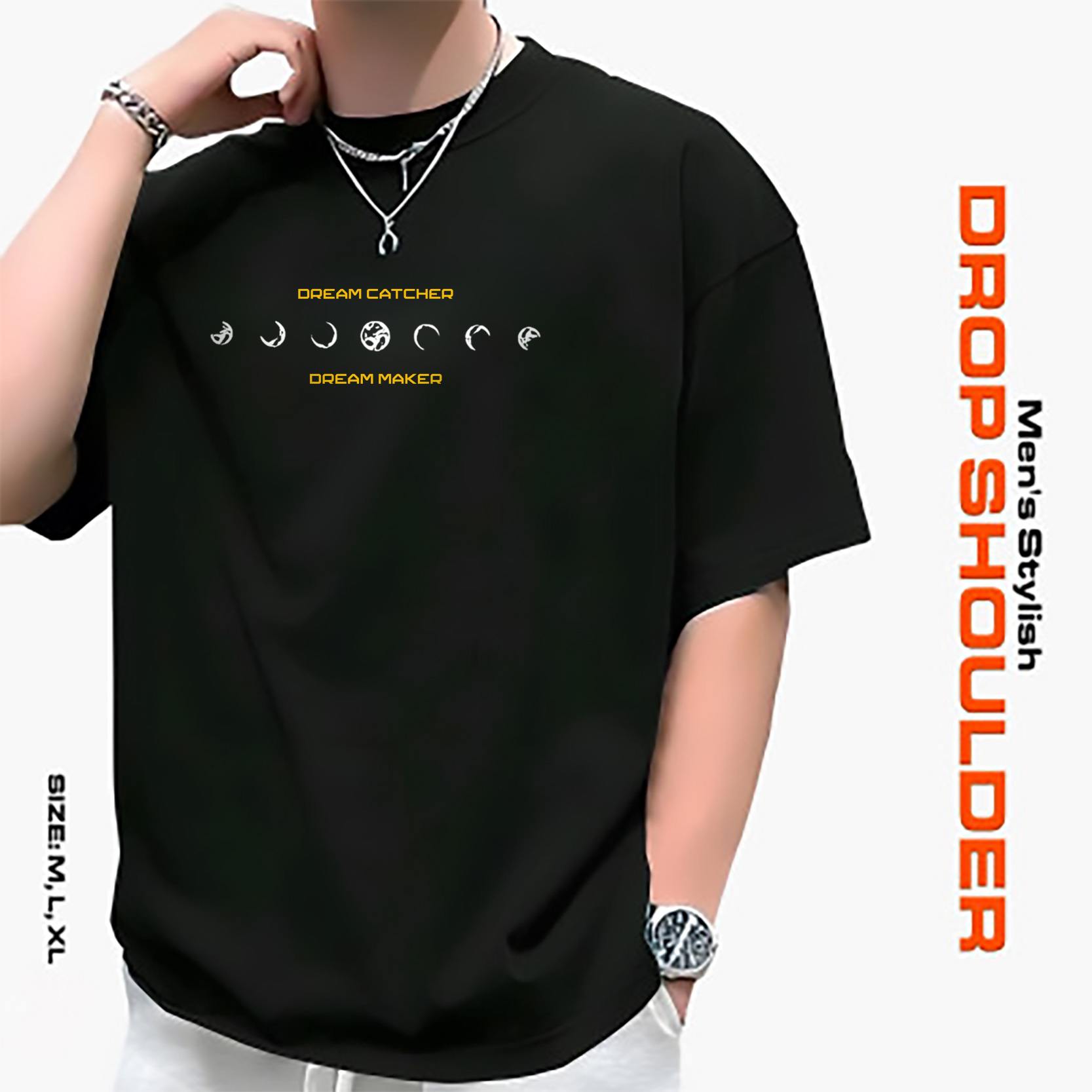 Men's Stylish Drop Shoulder- Black Men's Stylish Drop Shoulder- Black