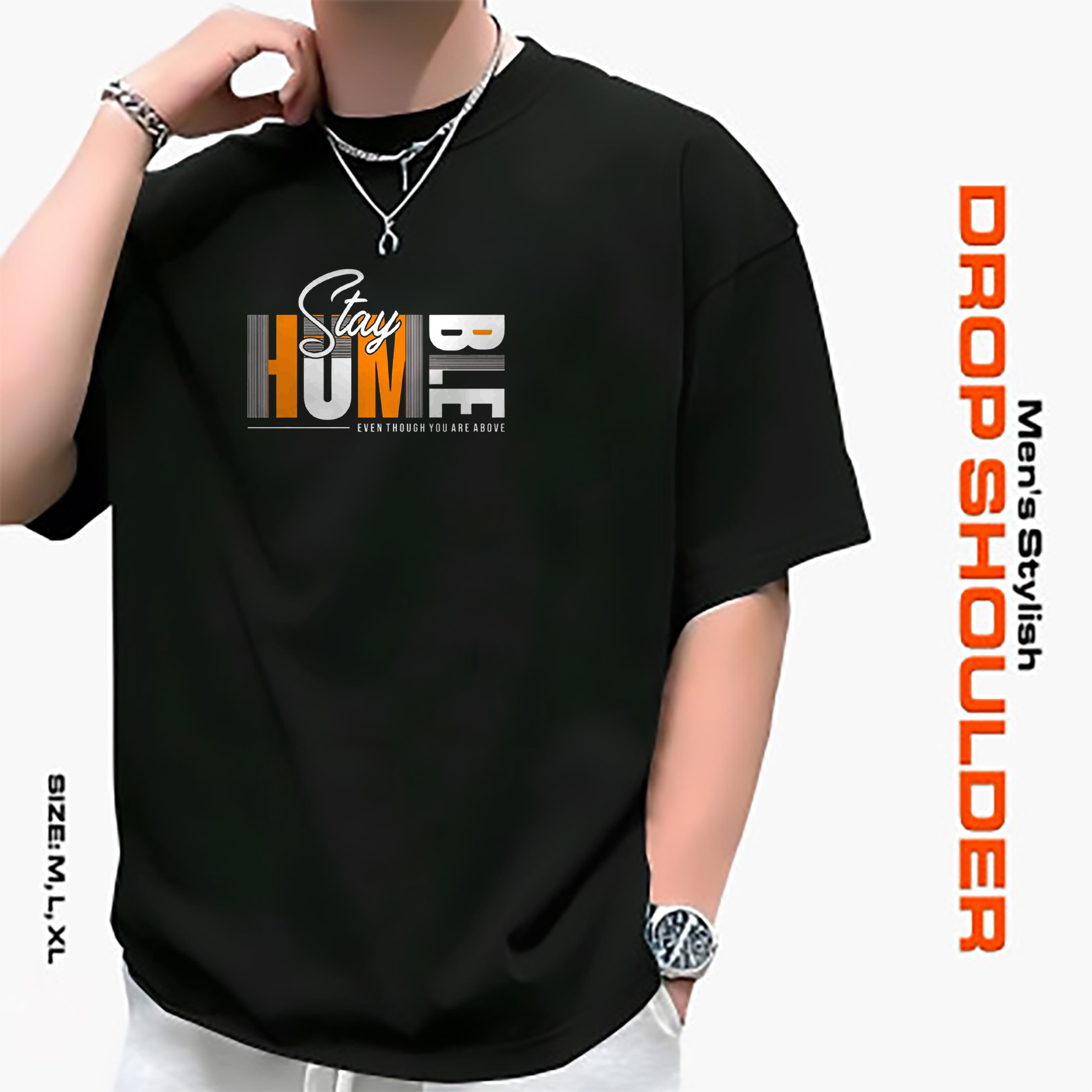 Men's Stylish Drop Shoulder- Black41 Men's Stylish Drop Shoulder- Black