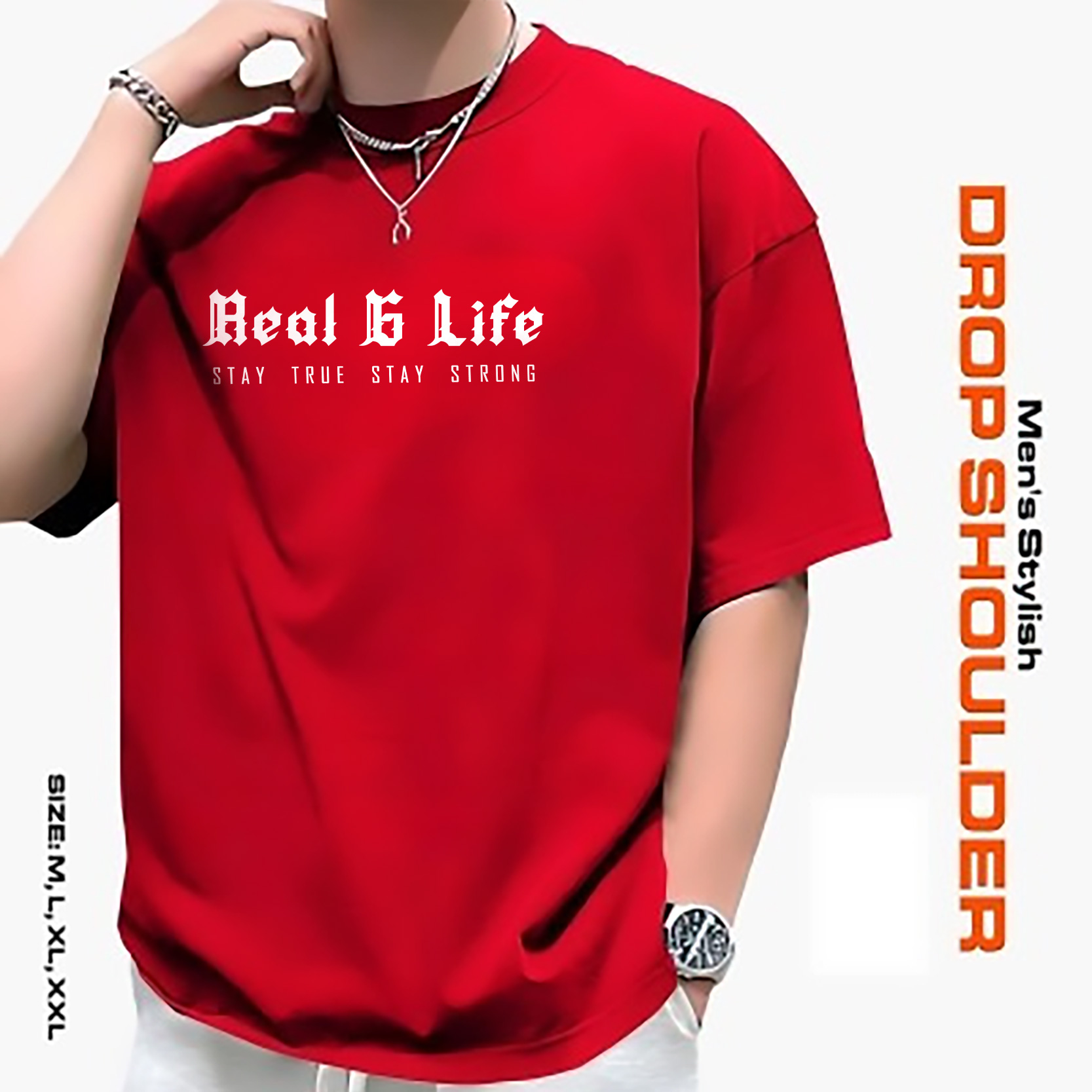 Men's Stylish Drop Shoulder- Red125 t-shirt