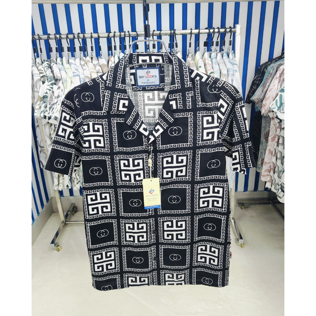 Pure Cotton Half Sleeve Print Shirt for Men's 2 Pure Cotton Half Sleeve Print Shirt for Men's