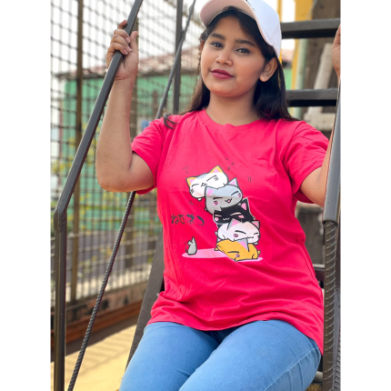 DTF Printed ladies T shirt | Half Sleeve Plain | Regular Fit Ladies T Shirt for Women & Girls