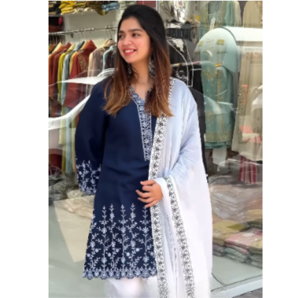 Soft Cotton Embroidery Three Piece