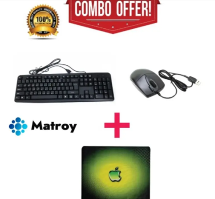 3 in 1 Combo pack USB Keyboard with Bangla + A-4tech mouse+ Mousepad