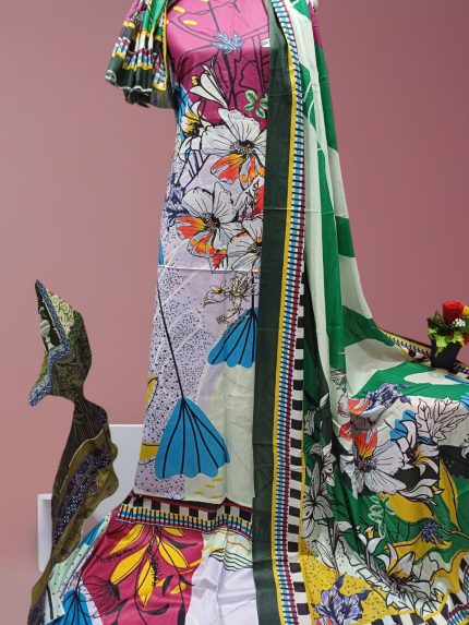 Digital Print Cotton Three Piece